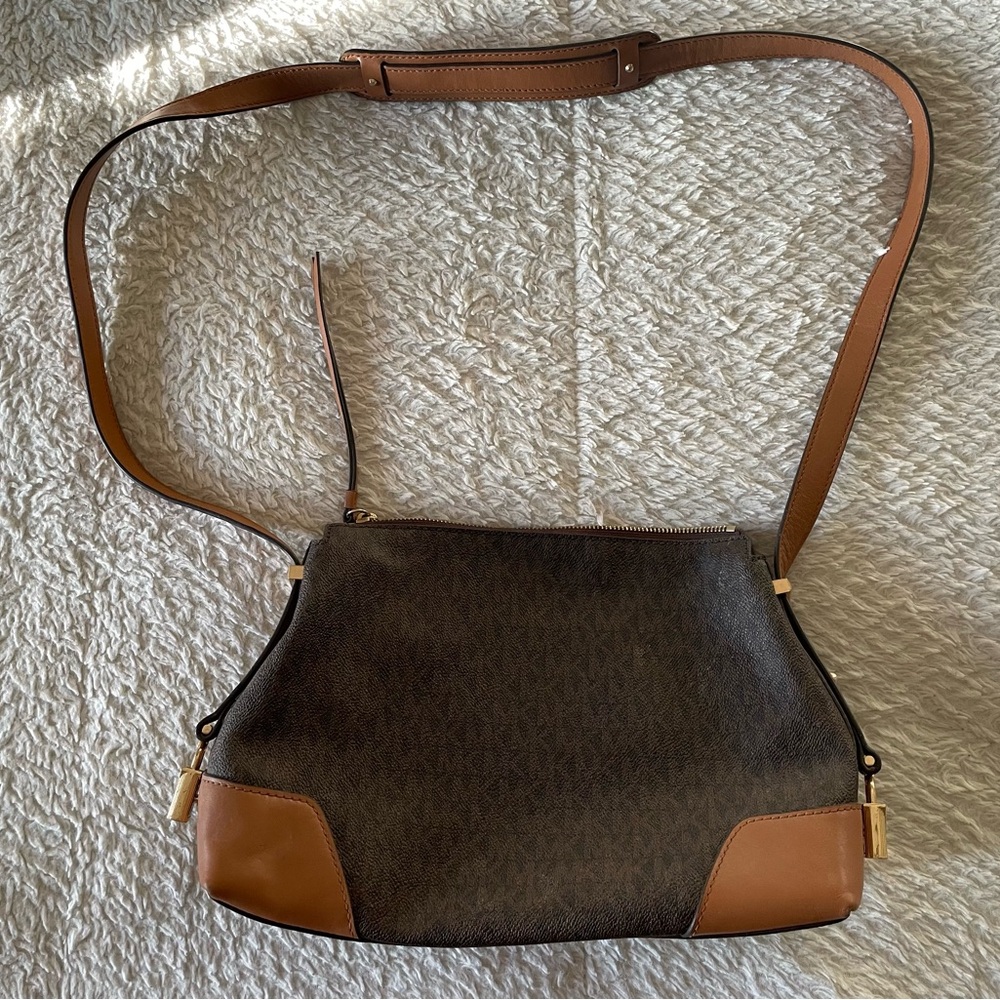 Michael Kors Beige and Brown Crossbody Bag